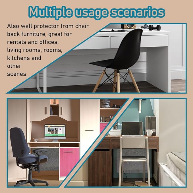 VOVCIG Under - Desk Wall Protector, 31.5 X 23.6 inch Felt Cloth Wall Sticker Easy to Install Wall Protector from Furniture Sheet, Removes Without Residue | Desk Pads Blotters - TrueDesk