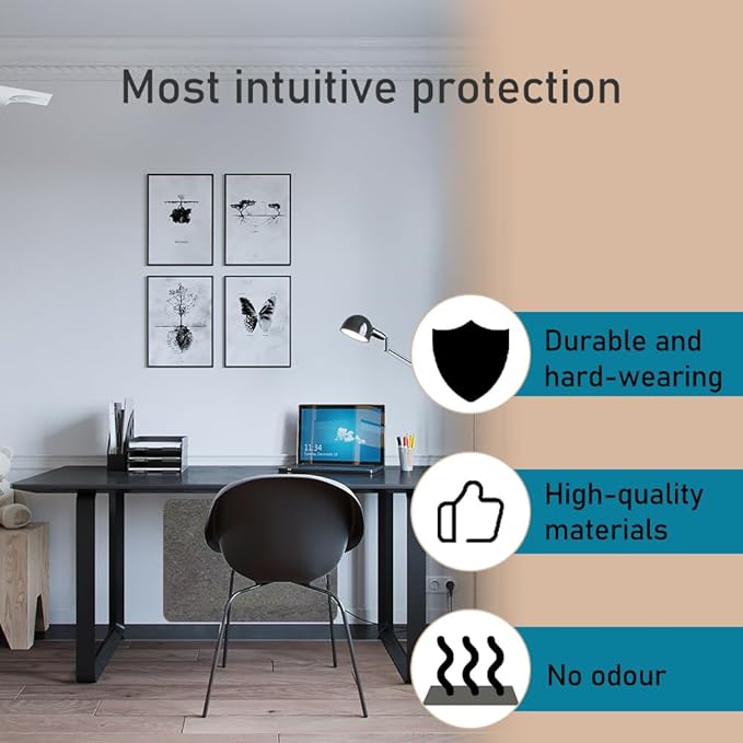 VOVCIG Under - Desk Wall Protector, 31.5 X 23.6 inch Felt Cloth Wall Sticker Easy to Install Wall Protector from Furniture Sheet, Removes Without Residue | Desk Pads Blotters - TrueDesk