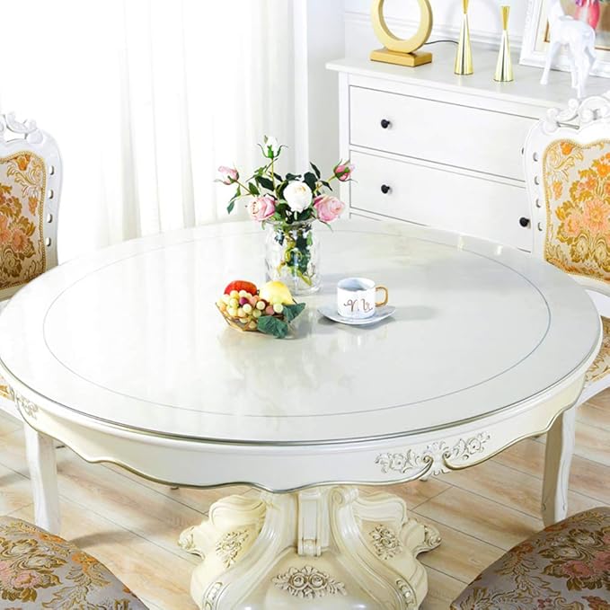 Wadrac Clear Plastic Table Cover Round Vinyl PVC Dining Table Pad Protector Crystal Protector for Wood Furniture Topper Waterproof Heat Resistant Coffee Table Screen Protector Cover Round 18 Inch | Table Pads - TrueDesk