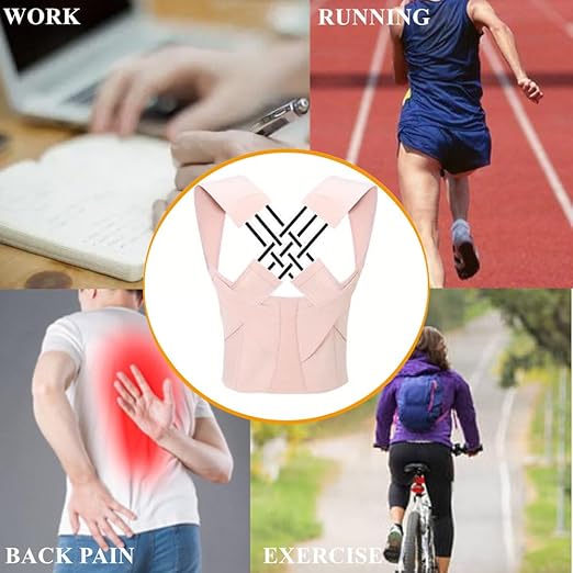WEEOATAR Upper Back Brace Posture Corrector Posture Trainer, Breathable, Adjustable, Easy to Use with Magic Stickers, 4 Back Straps Back Straightener for Adults and Kids (Black, XL) | Back Braces - TrueDesk