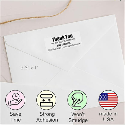White Address Labels for Business - Personalized Return Address Labels, Custom Mailing Labels, Shipping Stickers for Envelopes and Packages (Thank You) | Address Labels - TrueDesk