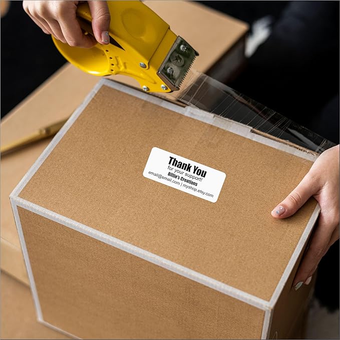 White Address Labels for Business - Personalized Return Address Labels, Custom Mailing Labels, Shipping Stickers for Envelopes and Packages (Thank You) | Address Labels - TrueDesk