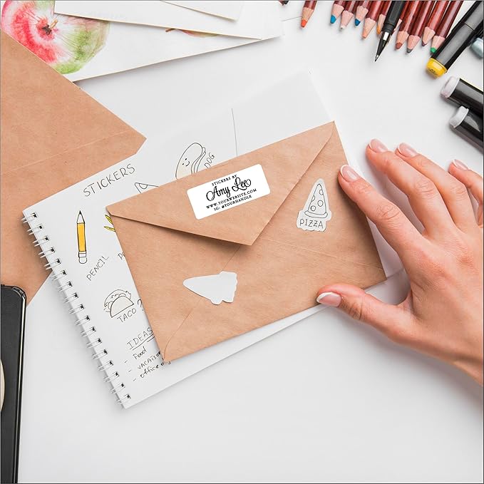 White Address Labels - Personalized Name Stickers, Custom Printed Return Mailing and Shipping Labels for Envelopes, Packages, Business, Home by PrettySweetParty (1000, Serif and Script) | Address Labels - TrueDesk