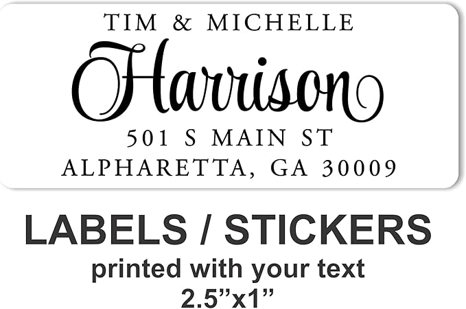 White Address Labels - Personalized Name Stickers, Custom Printed Return Mailing and Shipping Labels for Envelopes, Packages, Business, Home by PrettySweetParty (1000, Serif and Script) | Address Labels - TrueDesk