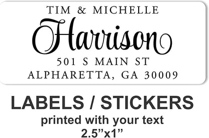 White Address Labels - Personalized Name Stickers, Custom Printed Return Mailing and Shipping Labels for Envelopes, Packages, Business, Home by PrettySweetParty (1000, Serif and Script) | Address Labels - TrueDesk