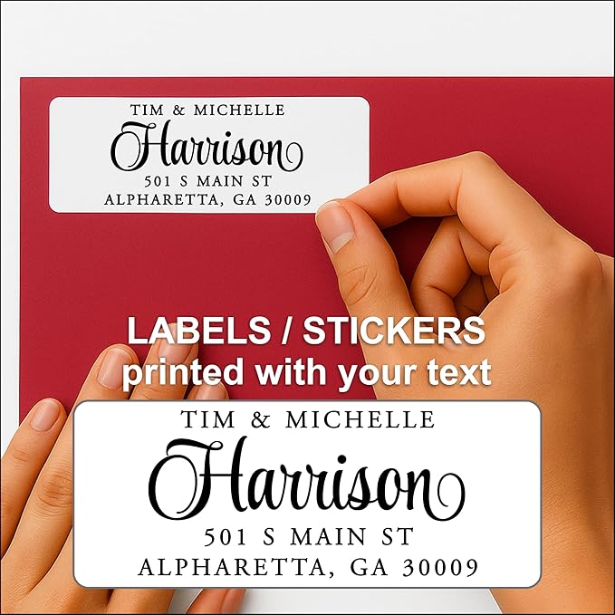 White Address Labels - Personalized Name Stickers, Custom Printed Return Mailing and Shipping Labels for Envelopes, Packages, Business, Home by PrettySweetParty (1000, Serif and Script) | Address Labels - TrueDesk