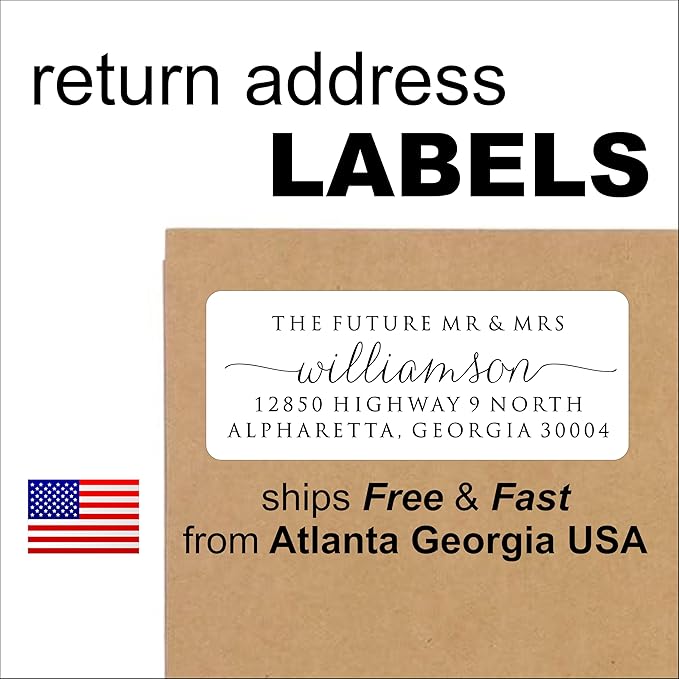 White Address Labels - Personalized Name Stickers, Custom Printed Return Mailing and Shipping Labels for Envelopes, Packages, Business, Home by PrettySweetParty (250, Calligraphy with Tails) | Address Labels - TrueDesk