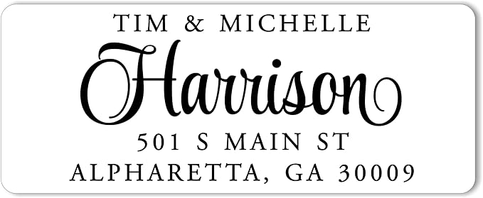 White Address Labels - Personalized Name Stickers, Custom Printed Return Mailing and Shipping Labels for Envelopes, Packages, Business, Home by PrettySweetParty (250, Serif and Script) | Address Labels - TrueDesk