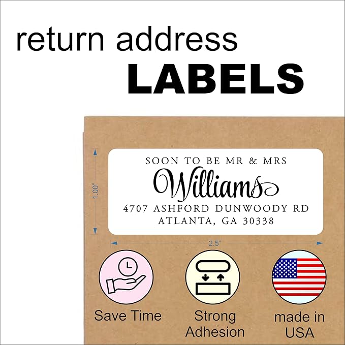 White Address Labels - Personalized Name Stickers, Custom Printed Return Mailing and Shipping Labels for Envelopes, Packages, Business, Home by PrettySweetParty (250, Serif and Script) | Address Labels - TrueDesk