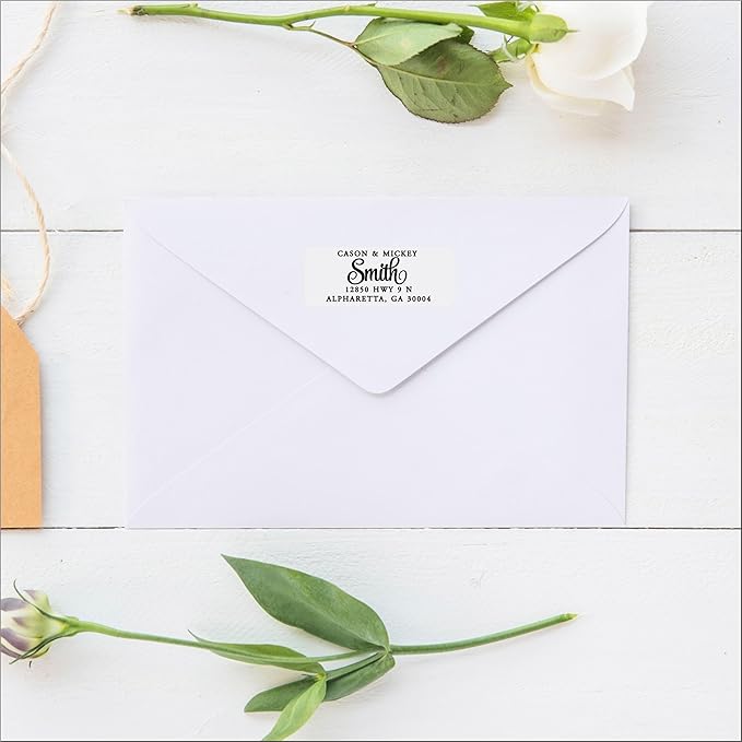 White Address Labels - Personalized Name Stickers, Custom Printed Return Mailing and Shipping Labels for Envelopes, Packages, Business, Home by PrettySweetParty (250, Serif and Script) | Address Labels - TrueDesk