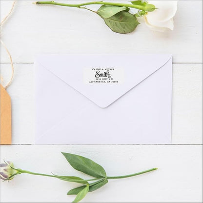 White Address Labels - Personalized Name Stickers, Custom Printed Return Mailing and Shipping Labels for Envelopes, Packages, Business, Home by PrettySweetParty (250, Serif and Script) | Address Labels - TrueDesk