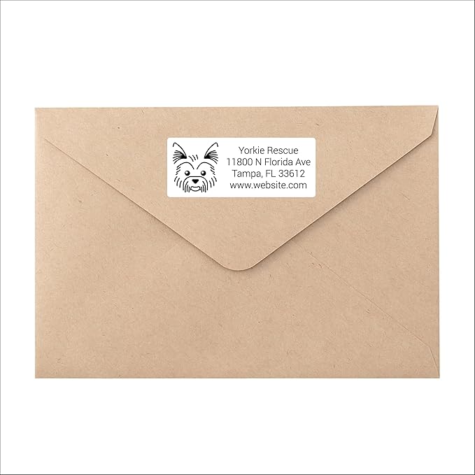 White Home Address Labels - Personalized Return Address Stickers, Custom Printed Mailing Labels for Envelopes, Packages, Wedding, Business (Dog - Yorkshire terrior) | Address Labels - TrueDesk