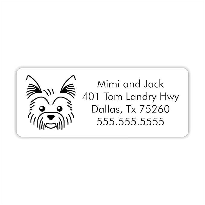 White Home Address Labels - Personalized Return Address Stickers, Custom Printed Mailing Labels for Envelopes, Packages, Wedding, Business (Dog - Yorkshire terrior) | Address Labels - TrueDesk