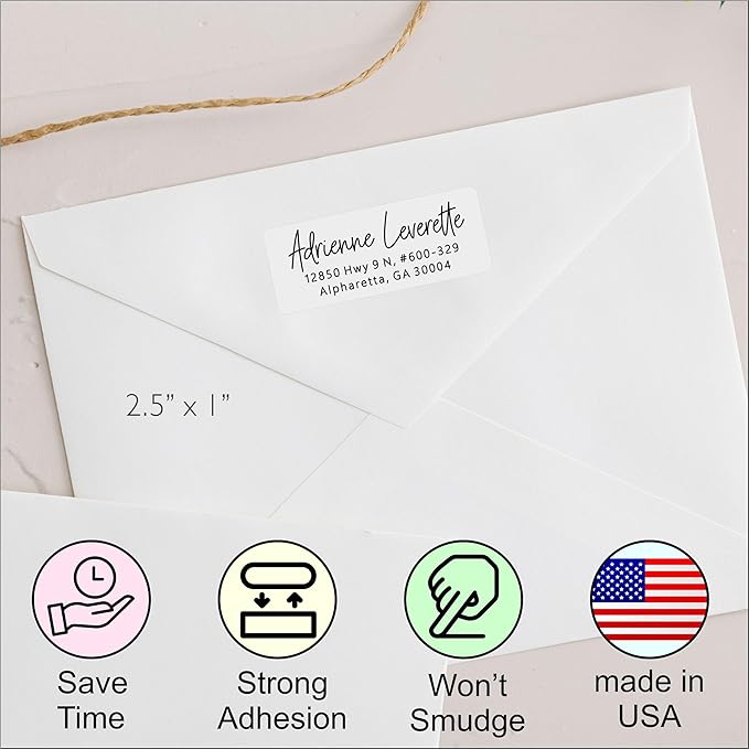 White Home Address Labels - Personalized Return Address Stickers, Custom Printed Mailing Labels for Envelopes, Packages, Wedding, Business (Handwritten Script Font) | Address Labels - TrueDesk