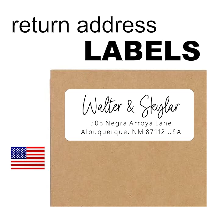 White Home Address Labels - Personalized Return Address Stickers, Custom Printed Mailing Labels for Envelopes, Packages, Wedding, Business (Handwritten Script Font) | Address Labels - TrueDesk