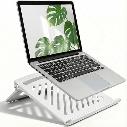 White Laptop Stand for Desk - Adjustable Foldable Laptop Riser, Fun White Elephant for Women Coworkers, Ventilated & Sturdy with Anti - Slip Pads for MacBook, Home, Office | Stands - TrueDesk