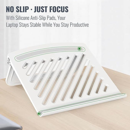 White Laptop Stand for Desk - Adjustable Foldable Laptop Riser, Fun White Elephant for Women Coworkers, Ventilated & Sturdy with Anti - Slip Pads for MacBook, Home, Office | Stands - TrueDesk