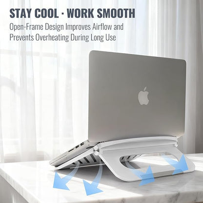 White Laptop Stand for Desk - Adjustable Foldable Laptop Riser, Fun White Elephant for Women Coworkers, Ventilated & Sturdy with Anti - Slip Pads for MacBook, Home, Office | Stands - TrueDesk