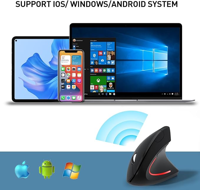 Wireless Ergonomic Mouse, 2.4G Wireless Vertical Ergo Mouse, 800/1200/1600 Adjustable DPI,6 Buttons Ergonomic Mouse for Laptop/MacBook/PC/Desktop - Black | Mice - TrueDesk