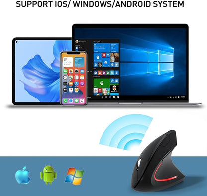 Wireless Ergonomic Mouse, 2.4G Wireless Vertical Ergo Mouse, 800/1200/1600 Adjustable DPI,6 Buttons Ergonomic Mouse for Laptop/MacBook/PC/Desktop - Black | Mice - TrueDesk