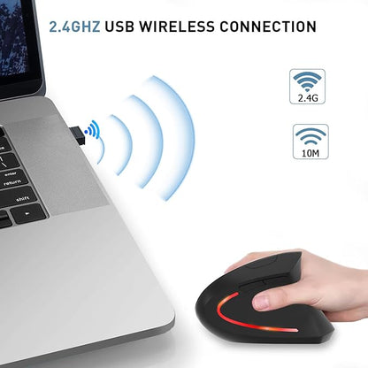 Wireless Ergonomic Mouse, 2.4G Wireless Vertical Ergo Mouse, 800/1200/1600 Adjustable DPI,6 Buttons Ergonomic Mouse for Laptop/MacBook/PC/Desktop - Black | Mice - TrueDesk