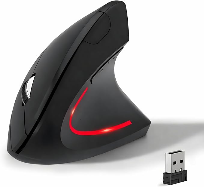 Wireless Ergonomic Mouse, 2.4G Wireless Vertical Ergo Mouse, 800/1200/1600 Adjustable DPI,6 Buttons Ergonomic Mouse for Laptop/MacBook/PC/Desktop - Black | Mice - TrueDesk