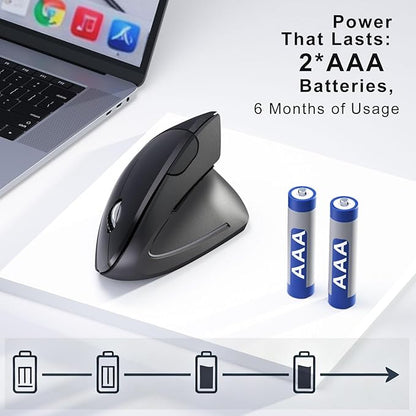Wireless Ergonomic Mouse,2.4G USB Wireless Vertical Mouse,Adjustable DPI(800/1200/1600),Quiet Clicks,6 Buttons for Laptop,PC,Mac,Desktop – Black | Mice - TrueDesk