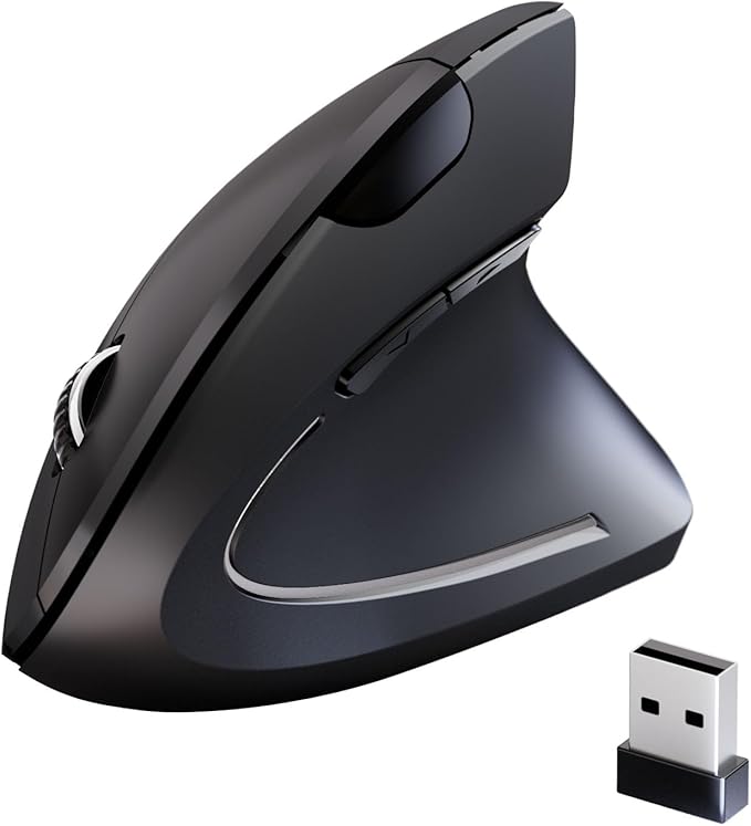 Wireless Ergonomic Mouse,2.4G USB Wireless Vertical Mouse,Adjustable DPI(800/1200/1600),Quiet Clicks,6 Buttons for Laptop,PC,Mac,Desktop – Black | Mice - TrueDesk