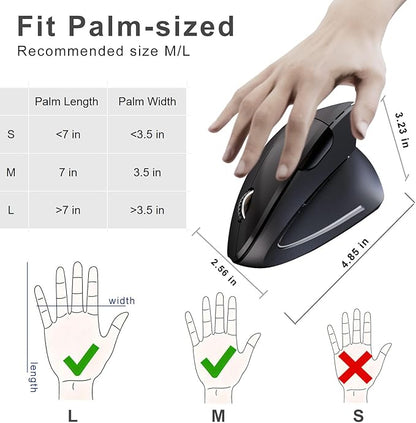 Wireless Ergonomic Mouse,2.4G USB Wireless Vertical Mouse,Adjustable DPI(800/1200/1600),Quiet Clicks,6 Buttons for Laptop,PC,Mac,Desktop – Black | Mice - TrueDesk