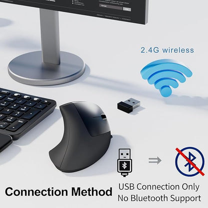 Wireless Ergonomic Mouse,2.4G USB Wireless Vertical Mouse,Adjustable DPI(800/1200/1600),Quiet Clicks,6 Buttons for Laptop,PC,Mac,Desktop – Black | Mice - TrueDesk
