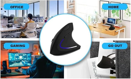 Wireless Mouse Ergonomic Vertical Mouse Ergo LED Light High Precision Optical Cordless Lightweight Mice Gift for Boy Girl Adults for PC Computer Laptop Mac Office,with Side Buttons, 800/1200/1600 DPI | Gaming Mice - TrueDesk
