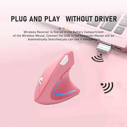 Wireless Mouse Ergonomic Vertical Mouse Ergo LED Light High Precision Optical Cordless Lightweight Mice Gift for Boy Girl Adults for PC Computer Laptop Mac Office,with Side Buttons, 800/1200/1600 DPI | Gaming Mice - TrueDesk