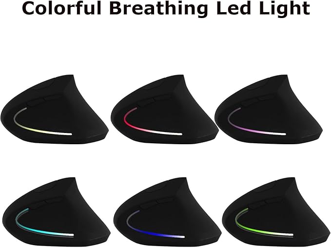 Wireless Mouse Ergonomic Vertical Mouse Ergo LED Light High Precision Optical Cordless Lightweight Mice Gift for Boy Girl Adults for PC Computer Laptop Mac Office,with Side Buttons, 800/1200/1600 DPI | Gaming Mice - TrueDesk