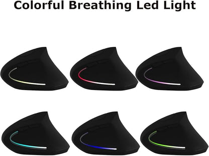 Wireless Mouse Ergonomic Vertical Mouse Ergo LED Light High Precision Optical Cordless Lightweight Mice Gift for Boy Girl Adults for PC Computer Laptop Mac Office,with Side Buttons, 800/1200/1600 DPI | Gaming Mice - TrueDesk