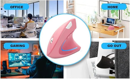 Wireless Mouse Ergonomic Vertical Mouse Ergo LED Light High Precision Optical Cordless Lightweight Mice Gift for Boy Girl Adults for PC Computer Laptop Mac Office,with Side Buttons, 800/1200/1600 DPI | Gaming Mice - TrueDesk