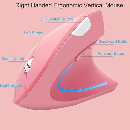 Wireless Mouse Ergonomic Vertical Mouse Ergo LED Light High Precision Optical Cordless Lightweight Mice Gift for Boy Girl Adults for PC Computer Laptop Mac Office,with Side Buttons, 800/1200/1600 DPI | Gaming Mice - TrueDesk