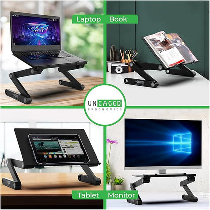 WorkEZ Adjustable Laptop Stand for Desk, Adjustable Height Laptop Stand, Ergonomic Foldable Portable PC Holder, Computer Riser, Home Office Supplies | Stands - TrueDesk