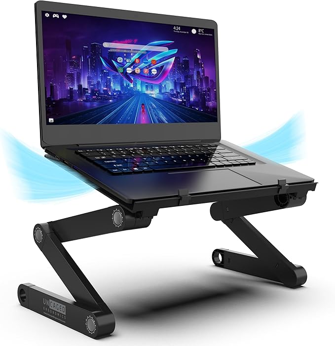 WorkEZ Adjustable Laptop Stand for Desk, Adjustable Height Laptop Stand, Ergonomic Foldable Portable PC Holder, Computer Riser, Home Office Supplies | Stands - TrueDesk