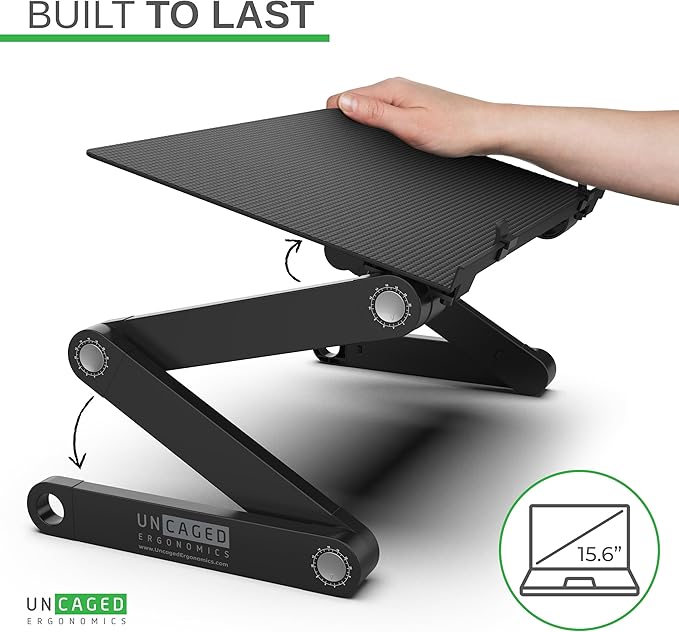 WorkEZ Adjustable Laptop Stand for Desk, Adjustable Height Laptop Stand, Ergonomic Foldable Portable PC Holder, Computer Riser, Home Office Supplies | Stands - TrueDesk