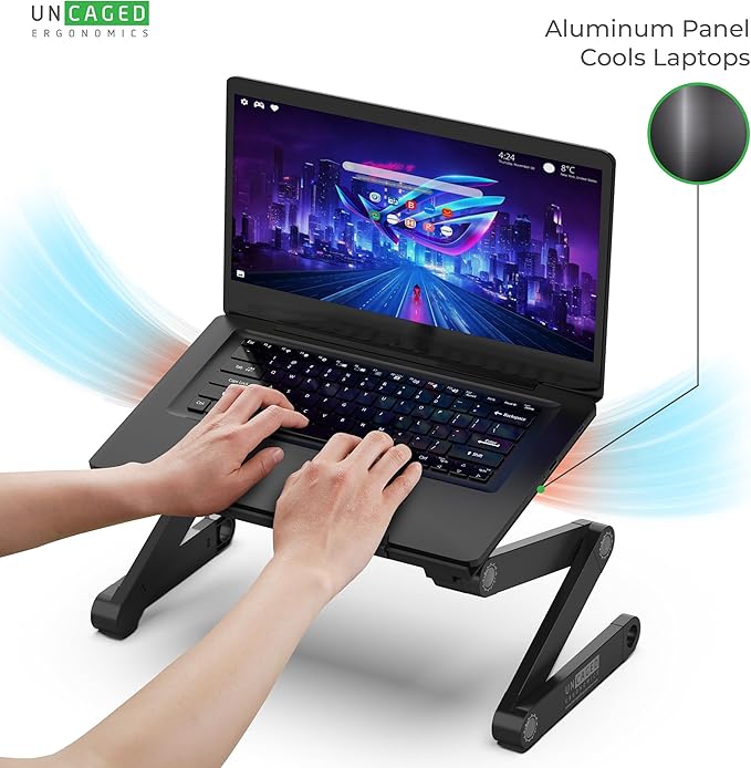 WorkEZ Adjustable Laptop Stand for Desk, Adjustable Height Laptop Stand, Ergonomic Foldable Portable PC Holder, Computer Riser, Home Office Supplies | Stands - TrueDesk