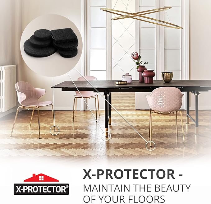 X - Protector 357 Pcs Black Felt Furniture Pads - Huge Quantity of Anti - Scratch, Heavy Duty Floor Protectors for Hardwood, Tile, Laminate - Suitable for Chairs, Tables, Sofa, Bed, Cabinet, Ottoman | Furniture Pads - TrueDesk
