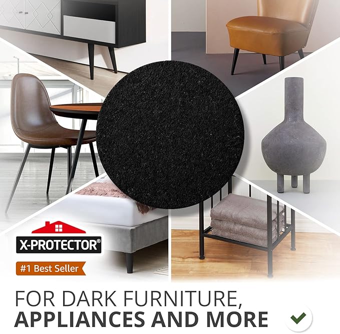 X - Protector 357 Pcs Black Felt Furniture Pads - Huge Quantity of Anti - Scratch, Heavy Duty Floor Protectors for Hardwood, Tile, Laminate - Suitable for Chairs, Tables, Sofa, Bed, Cabinet, Ottoman | Furniture Pads - TrueDesk