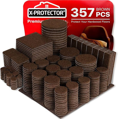 X - PROTECTOR 357 pcs Premium Huge Pack Felt Furniture Pads! Quantity of Furniture Sliders with Many Big Sizes – Your Ideal Floor Protectors. Protect Your Hardwood & Laminate Floor! | Furniture Pads - TrueDesk