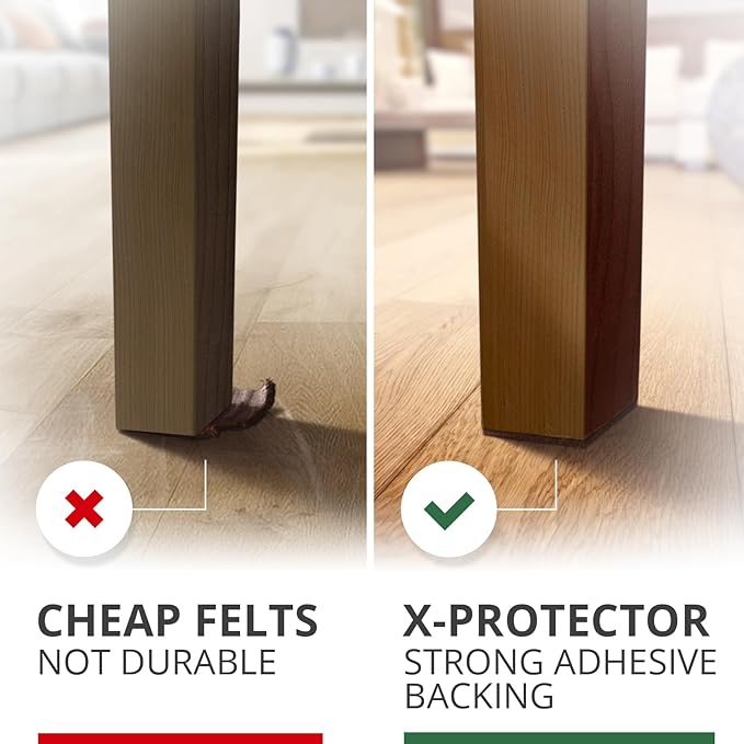 X - PROTECTOR Felt Furniture Pads - 12 PCS 3" - Felt Pads Floor Protectors - Chair Felt Pads - Felt Pads for Furniture Feet - Furniture Pads for Hardwood Floors - Protect Your Floors! (Brown, Square) | Furniture Pads - TrueDesk