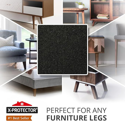 X - PROTECTOR Felt Furniture Pads - 12 PCS 3" - Felt Pads Floor Protectors - Chair Felt Pads - Felt Pads for Furniture Feet - Furniture Pads for Hardwood Floors - Protect Your Floors! (Black, Square) | Furniture Pads - TrueDesk