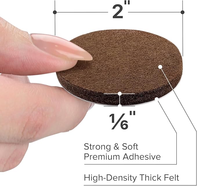 X - Protector Felt Furniture Pads - 24 Pcs 2" Round - Chair & Floor Protectors - For Hardwood Floors - Protect Your Floors! (Brown) | Furniture Pads - TrueDesk