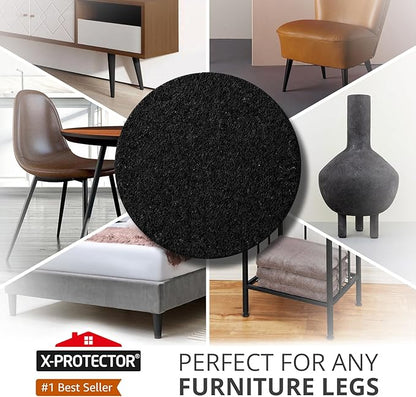 X - Protector Felt Furniture Pads - 24 Pcs 2" - Round Felt Pads for Furniture Feet - Protect Hardwood Floors! (Black) | Furniture Pads - TrueDesk