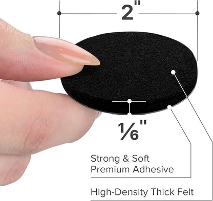 X - Protector Felt Furniture Pads - 24 Pcs 2" - Round Felt Pads for Furniture Feet - Protect Hardwood Floors! (Black) | Furniture Pads - TrueDesk