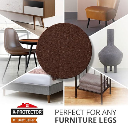 X - PROTECTOR Felt Furniture Pads - 32 PCS 1 1/2" Floor Protectors for Chair and Furniture Feet - Protect Your Hardwood Floors! (Brown, Round) | Furniture Pads - TrueDesk