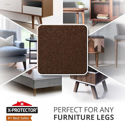 X - PROTECTOR Felt Furniture Pads - 32 PCS 1 1/2" Floor Protectors for Chair and Furniture Feet - Protect Your Hardwood Floors! (Brown, Square) | Furniture Pads - TrueDesk